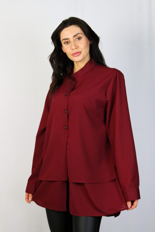 Риза с двойна предница бордо - Image 7