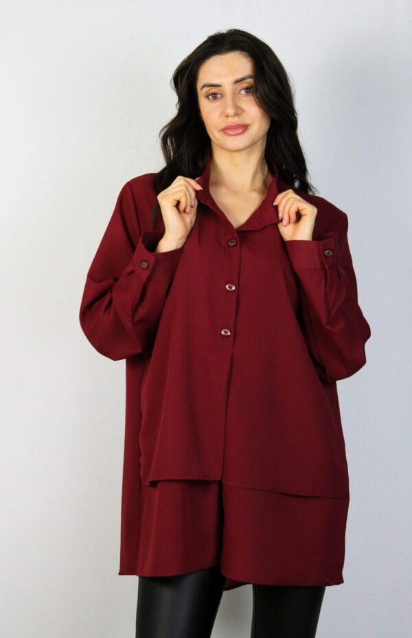 Риза с двойна предница бордо - Image 6