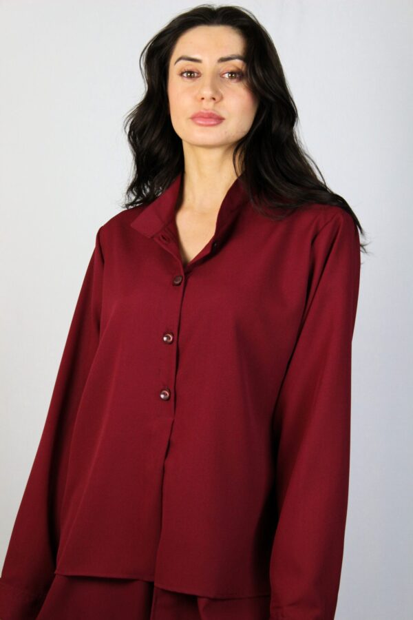 Риза с двойна предница бордо - Image 9