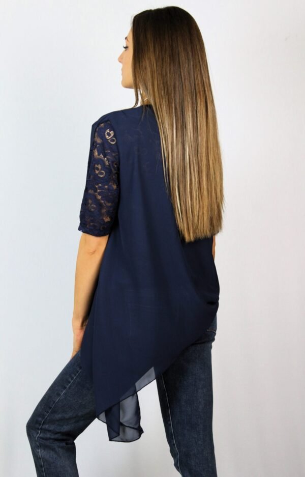 Туника шифон и дантела тъмносиня - Image 7