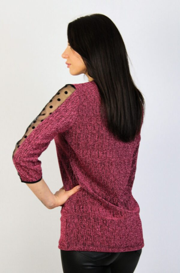 Блуза с кант от тюл розова - Image 4