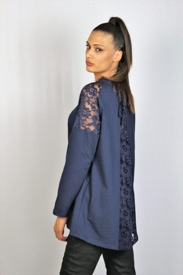 Туника памук с дантела тъмносиня - Image 8