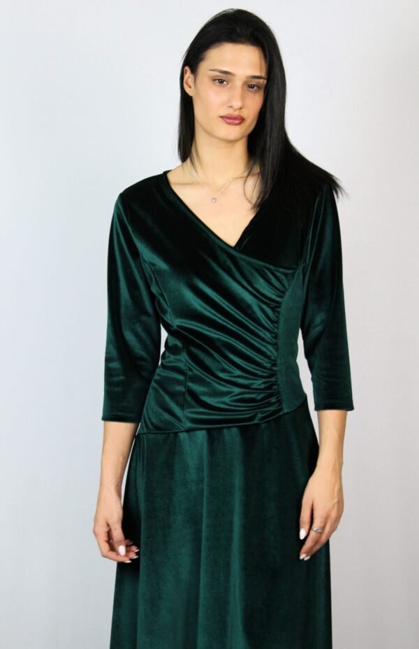 Рокля кадифе маслено зелена - Image 5