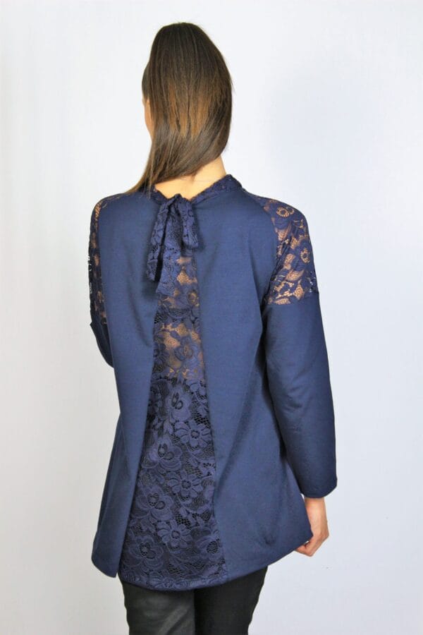 Туника памук с дантела тъмносиня - Image 6