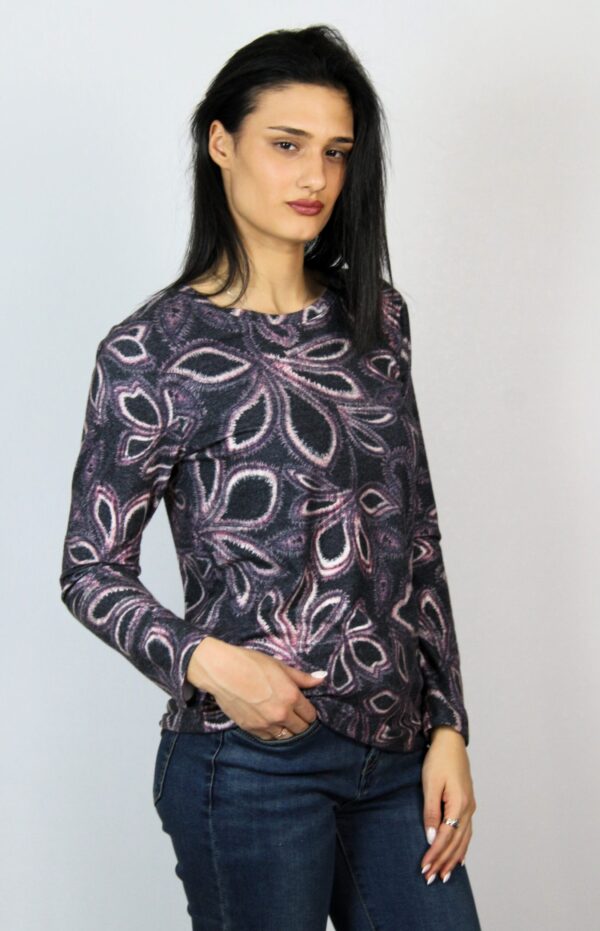 Блуза меланж цветя лилаво - Image 4