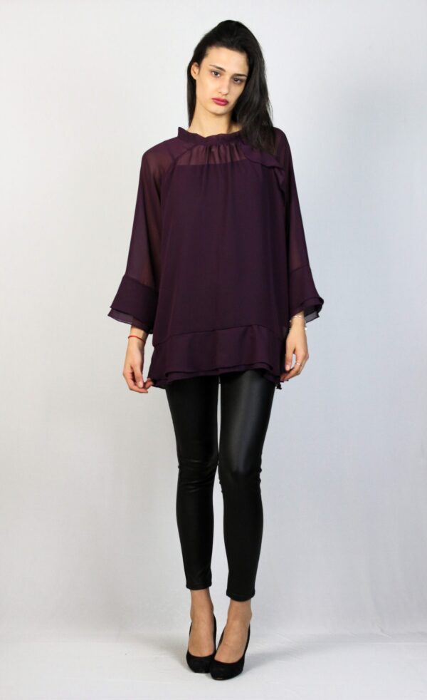 Туника шифон с двойни къдри патладжан - Image 10