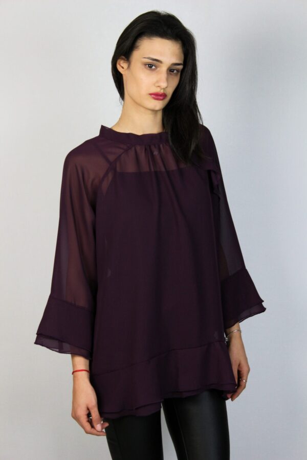 Туника шифон с двойни къдри патладжан - Image 5