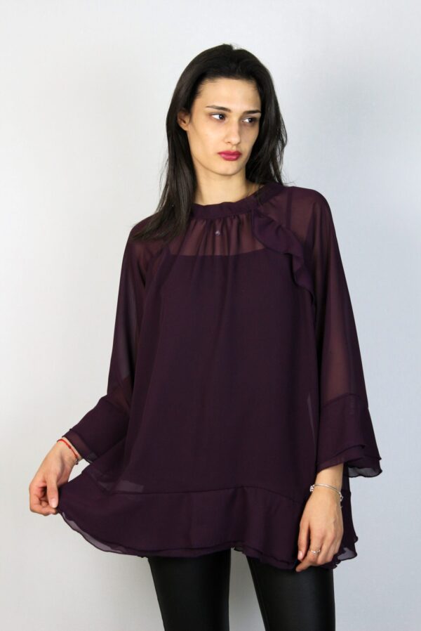 Туника шифон с двойни къдри патладжан - Image 3