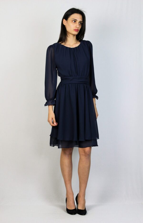 Рокля шифон тъмносиня - Image 4