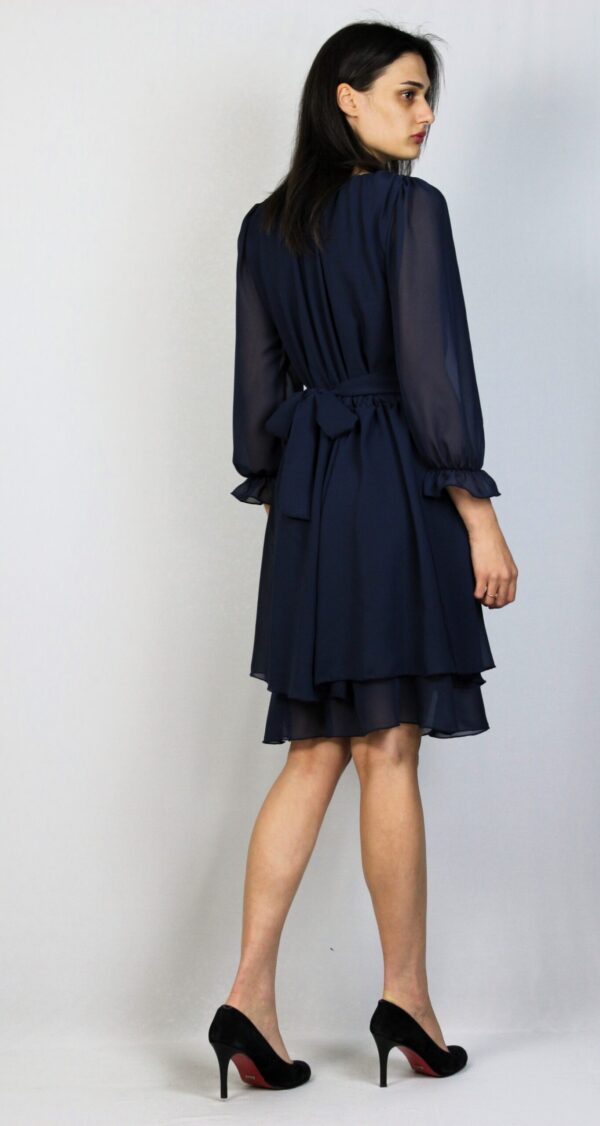 Рокля шифон тъмносиня - Image 3