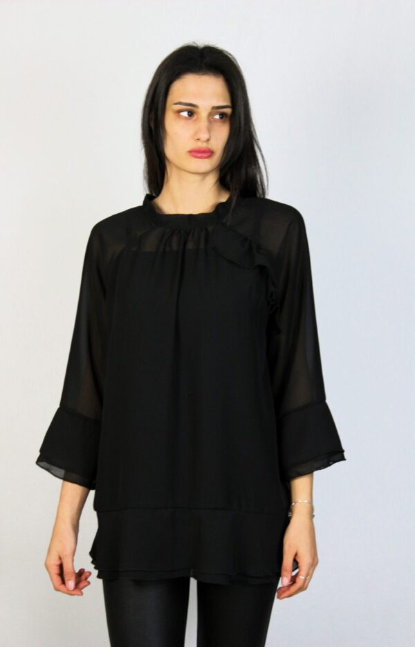 Туника шифон с двойни къдри черна - Image 7