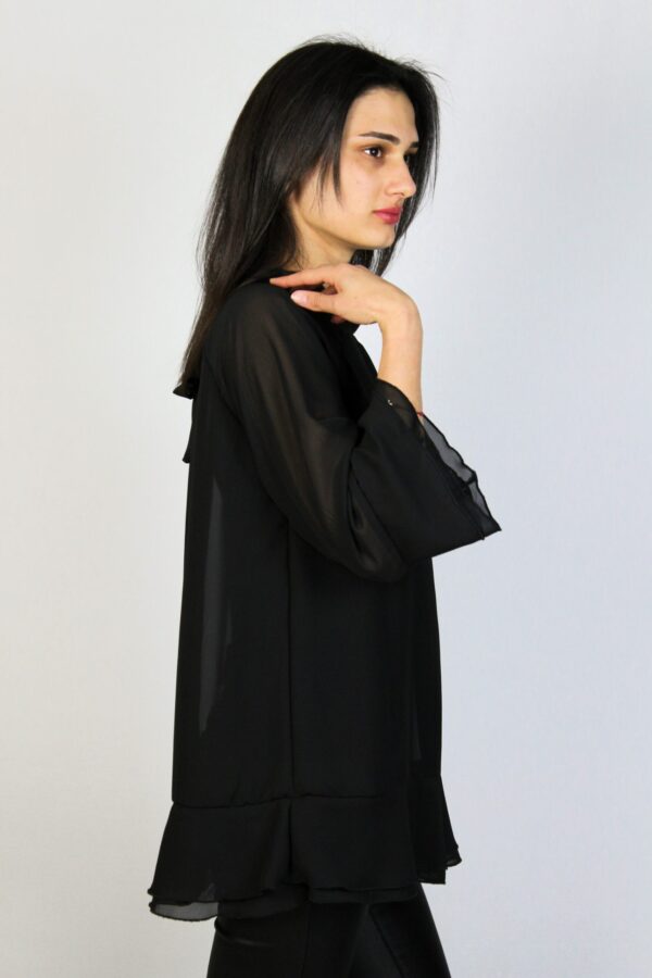 Туника шифон с двойни къдри черна - Image 5