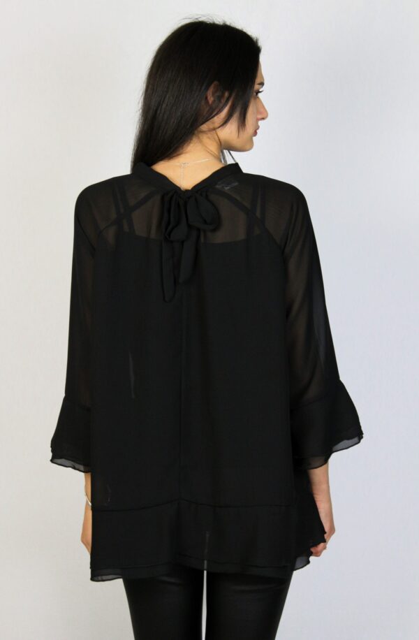 Туника шифон с двойни къдри черна - Image 3