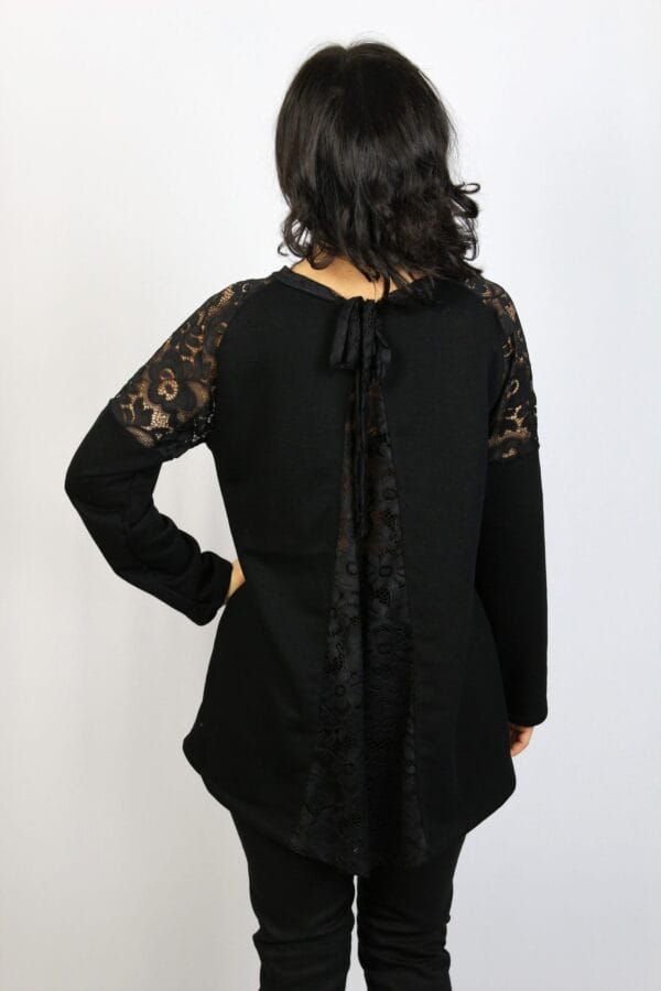 Туника памук с дантела черна - Image 3