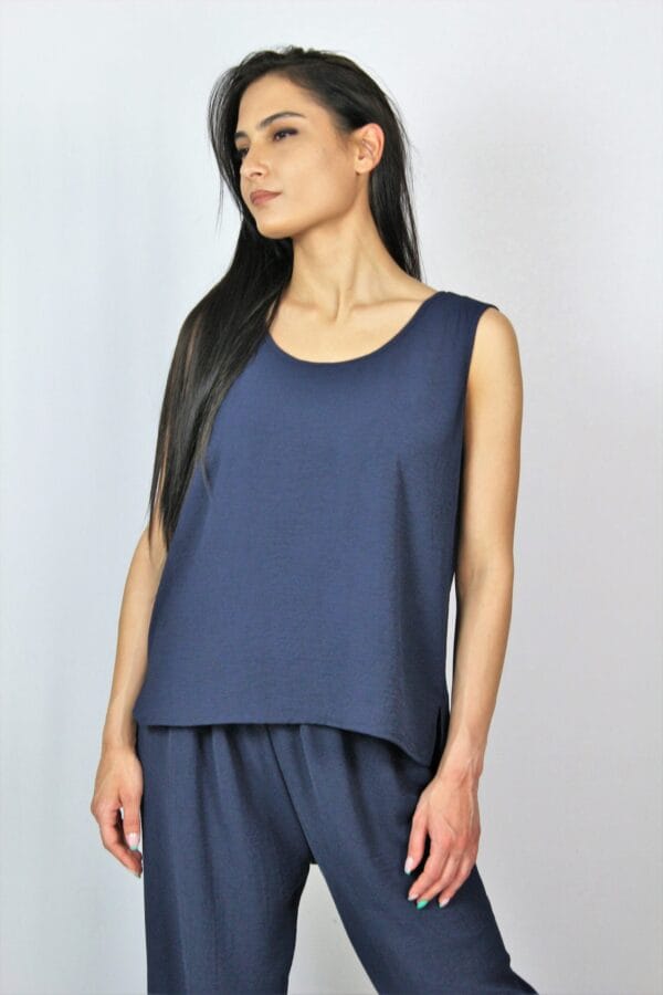 Асиметричен потник тъмносин - Image 4