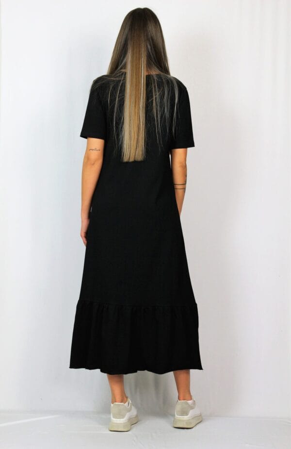 Рокля с къдра памук черна - Image 5