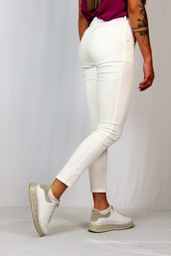 Панталон с италиански джоб бял - Image 8