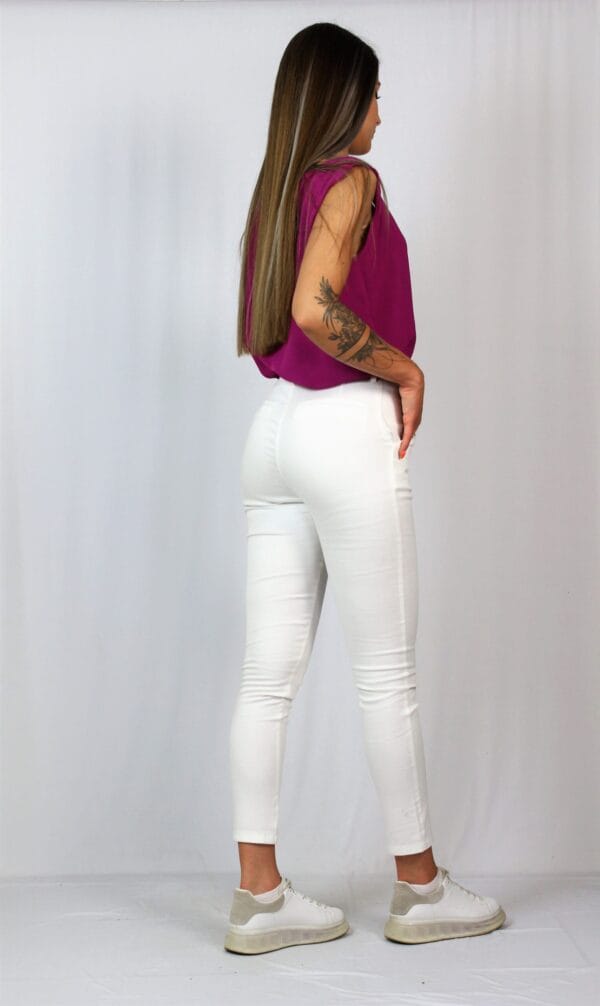 Панталон с италиански джоб бял - Image 4