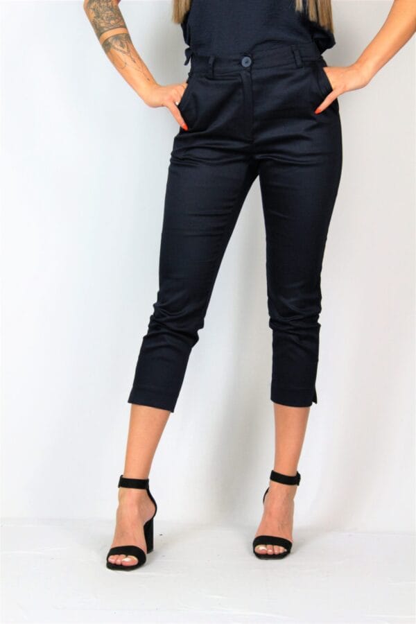 Панталон с цепки  тъмносин - Image 7