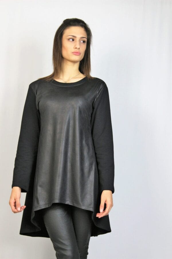 Асиметрична туника с кожа - Image 8