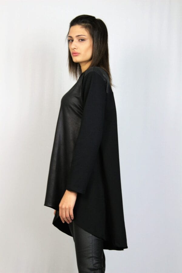 Асиметрична туника с кожа - Image 5