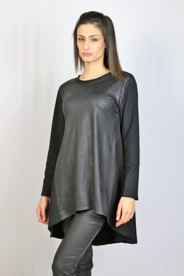 Асиметрична туника с кожа - Image 7