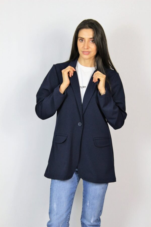 Блейзер с дълъг ръкав тъмносин - Image 5