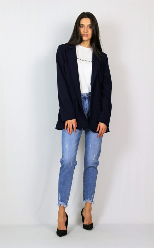 Блейзер с дълъг ръкав тъмносин - Image 7