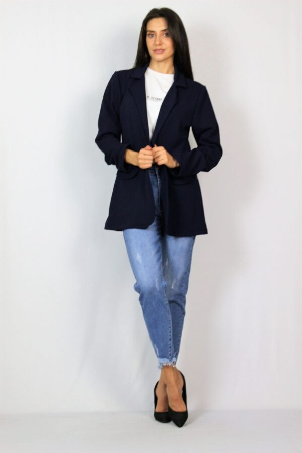 Блейзер с дълъг ръкав тъмносин - Image 4