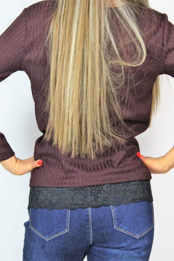 Блуза рипс с дантела бургунд - Image 4