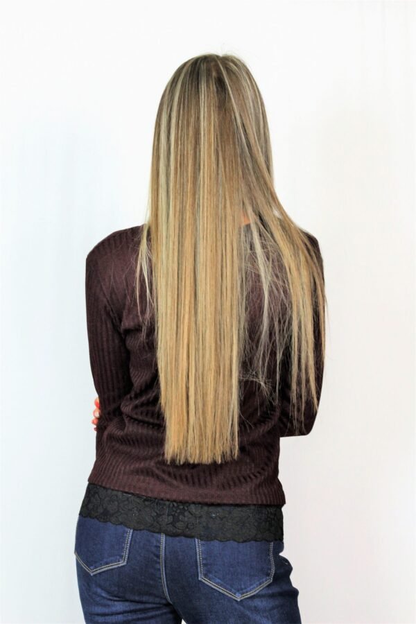 Блуза рипс с дантела бургунд - Image 3