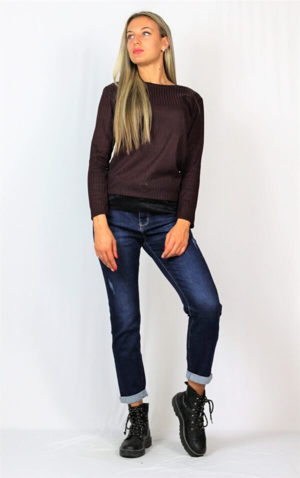 Блуза рипс с дантела бургунд - Image 7