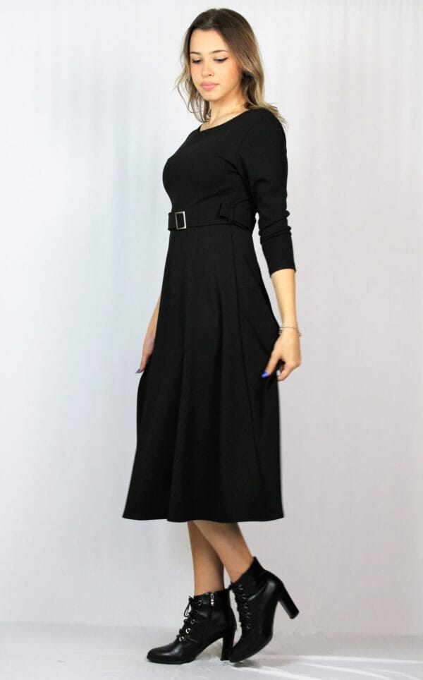 Рокля с колан черна - Image 4