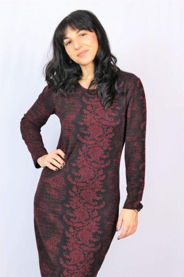 Права рокля с бордюр бордо - Image 5