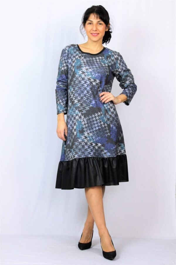 Рокля с кожена къдра черна - Image 3