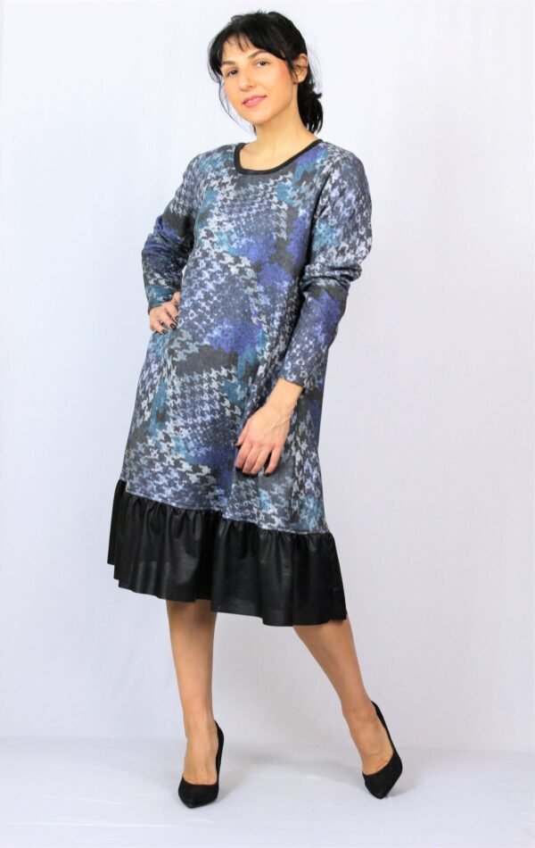 Рокля с кожена къдра черна - Image 4