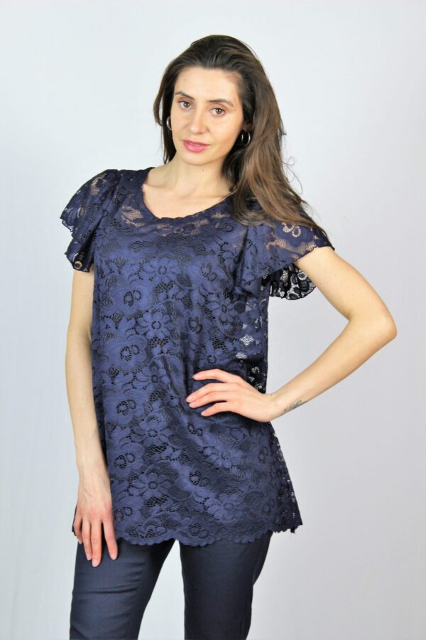 Туника с камбанка ръкав тъмносиня - Image 7