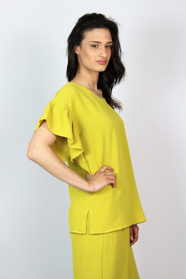 Блуза с къдри жълта - Image 3