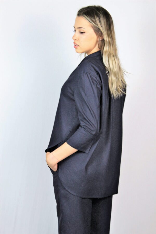 Риза лен тъмносиня - Image 4