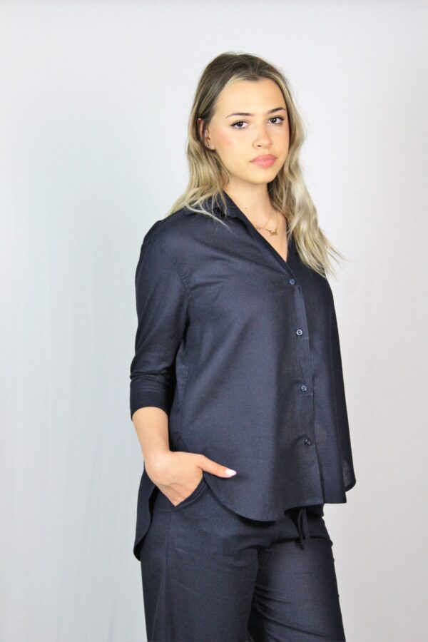 Риза лен тъмносиня - Image 7