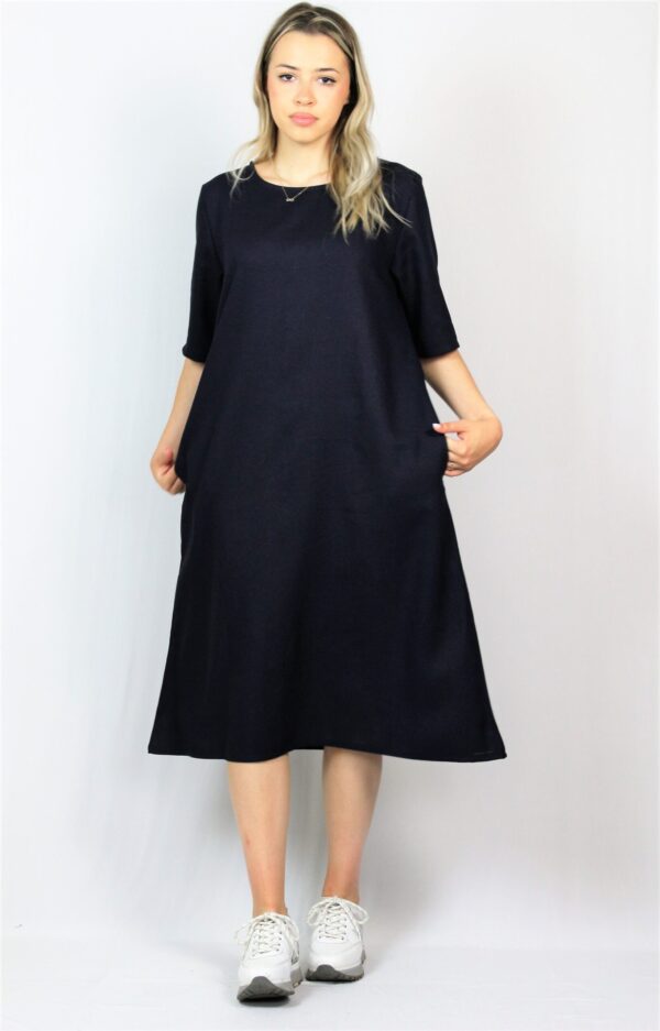 Рокля лен тъмносиня - Image 3