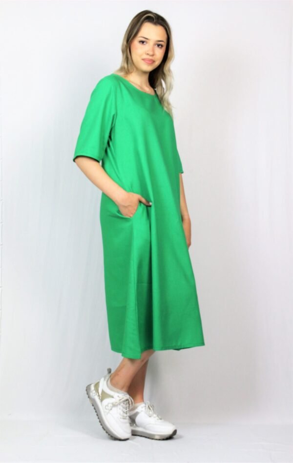 Рокля лен зелена - Image 4