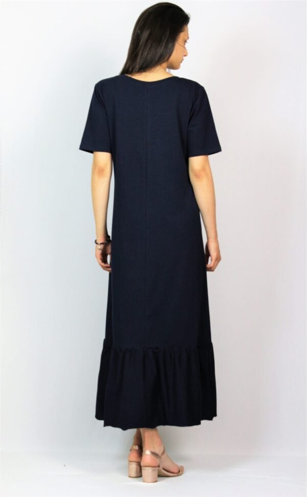 Рокля с къдра памук тъмносиня - Image 5