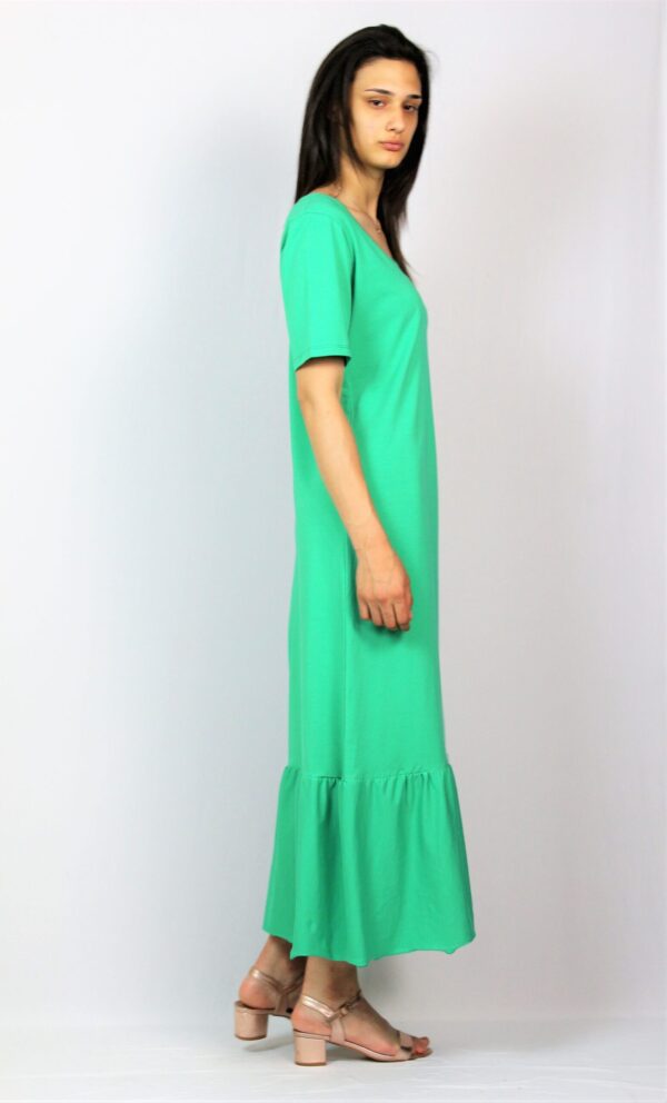 Рокля с къдра памук зелена - Image 5