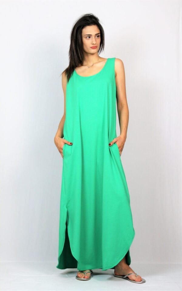 Дълга рокля без ръкав зелена - Image 8