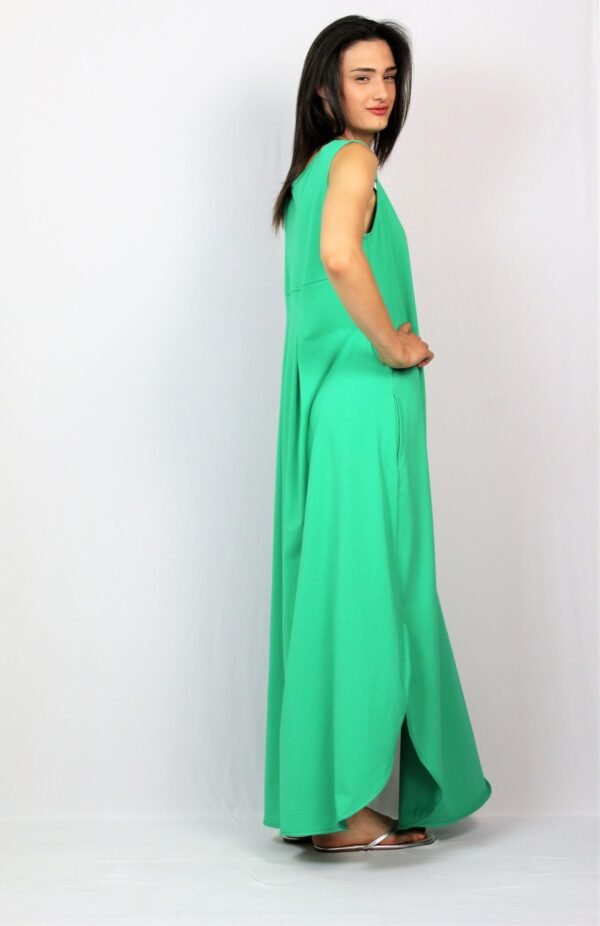 Дълга рокля без ръкав зелена - Image 7