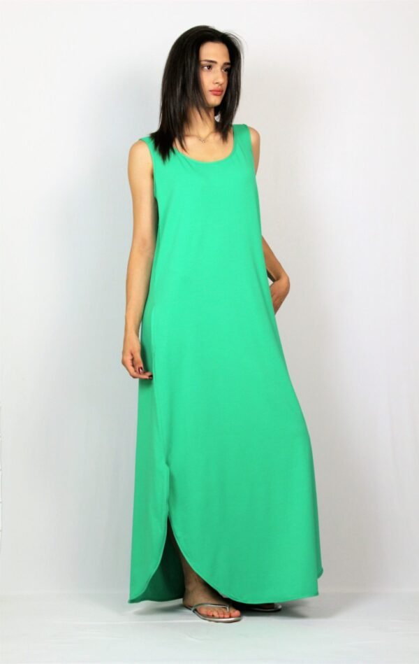 Дълга рокля без ръкав зелена - Image 6