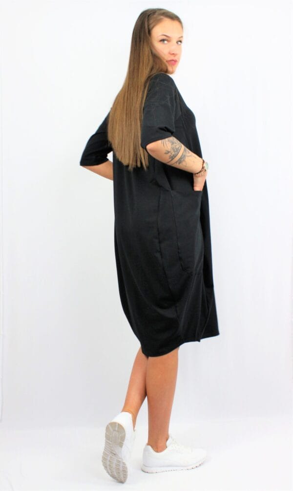 Рокля тип балон черна - Image 6