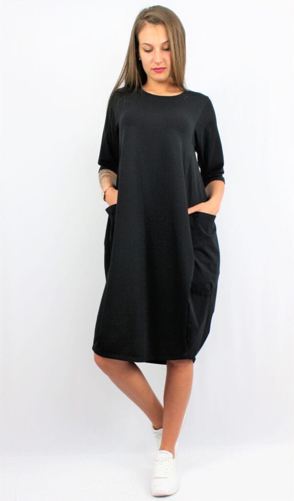 Рокля тип балон черна - Image 4