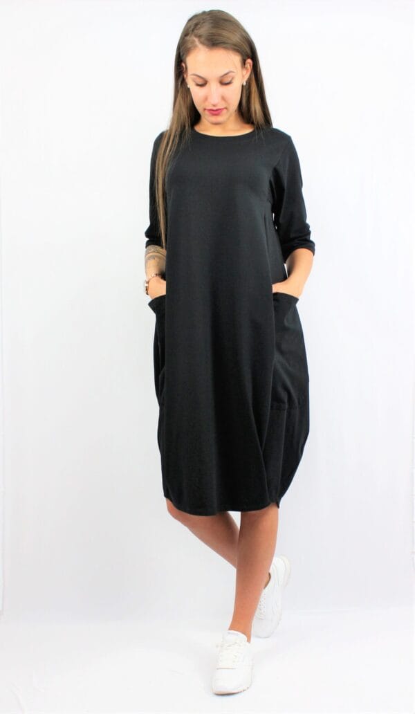 Рокля тип балон черна - Image 5